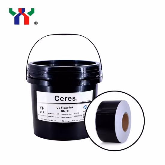 Высококачественная флексографская краска Ceres UV/LED с сильной адгезией для печати на бумаге и этикетках (ПП, ПЭТ материалы), цвет желтый, 5 кг/бочка