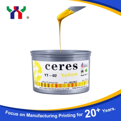 Ceres Yt-02 Экологически чистая глянцевая краска для офсетной печати на бумаге/соевый продукт хорошего качества с тонкой работой/натуральный желтый цвет