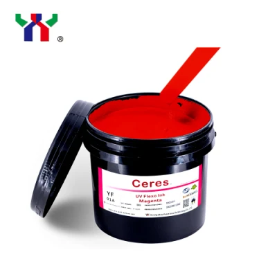 Высококачественная флексографская краска Ceres UV/LED с сильной адгезией для печати на бумаге и этикетках (материалы ПП, ПЭТ), цвет пурпурный.