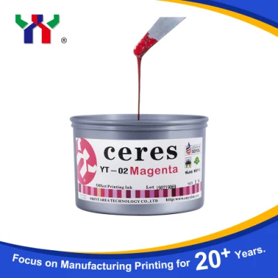 Ceres Yt-02 Экологически чистая глянцевая листовая офсетная печатная краска для бумаги/соевого продукта хорошего качества с тонкой работой/натурального пурпурного цвета